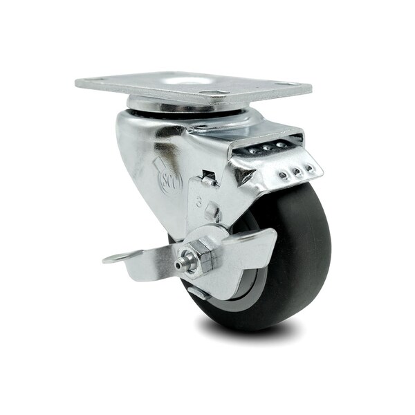 3.5 Inch Thermoplastic Rubber Wheel Swivel Top Plate Caster with Brake SCC